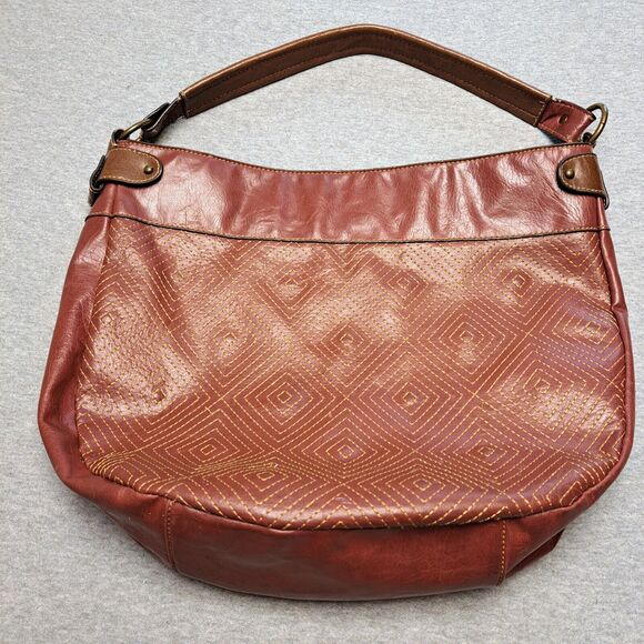 Liz & Co Purse Half Moon Bag Satchel Rosewood Vegan Leather Handbag boho hippie - Picture 2 of 15
